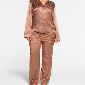Skims silk brown pajama set